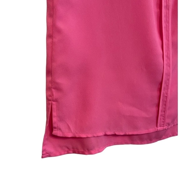 H&M Sleeveless Sheer Bright Pink Tank V neck Women’s Top Front Pocket Size 2 - Picture 3 of 7